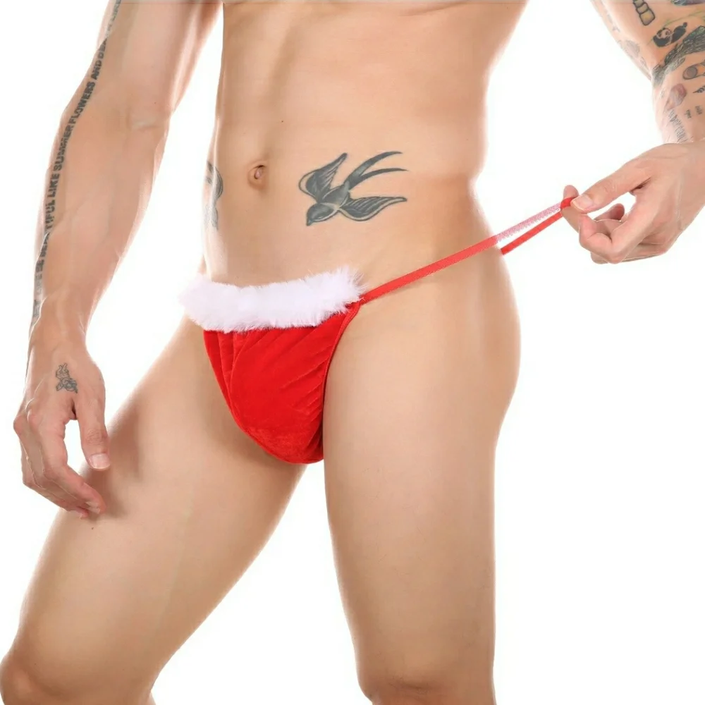 Christmas Red Santa Men's G String Thong T Back Underwear Large NWOT